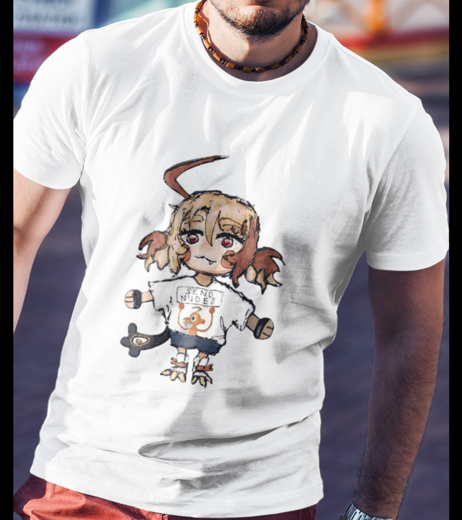 Send Nudes Chibi Anime Orange Creature Sketch T-Shirt