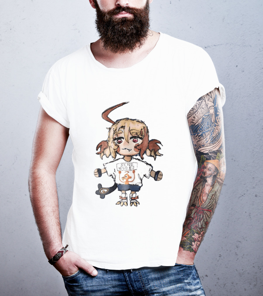 Send Nudes Chibi Anime Orange Creature Sketch T-Shirt