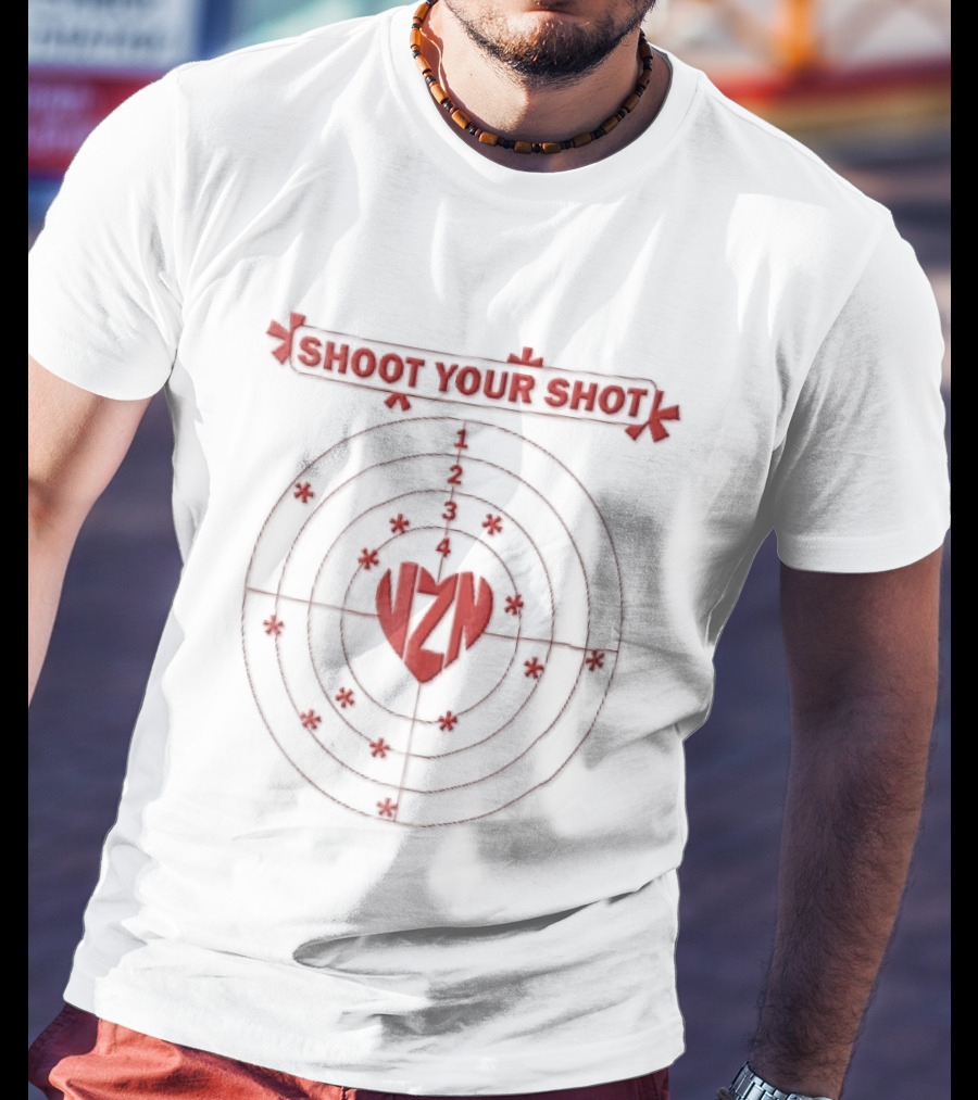 Shoot Your Shot Red Heart Concentric Target Board Vzn Asterisk Impacts T-Shirt