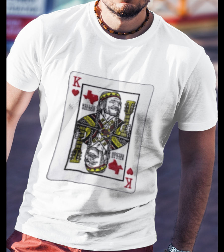 King Of Hearts Willie Nelson Texas Playing Card T-Shirt