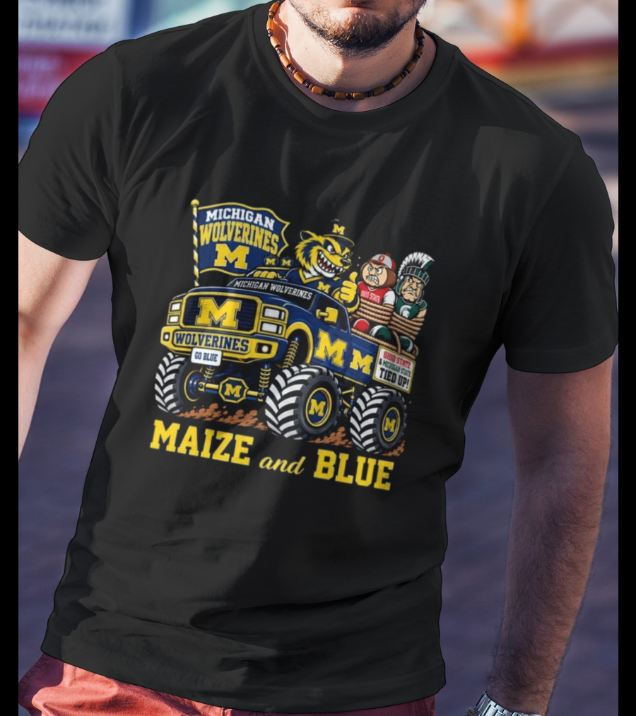Michigan Wolverines Maize And Blue 2026 Ohio State And Michigan State Tied Up T-Shirt