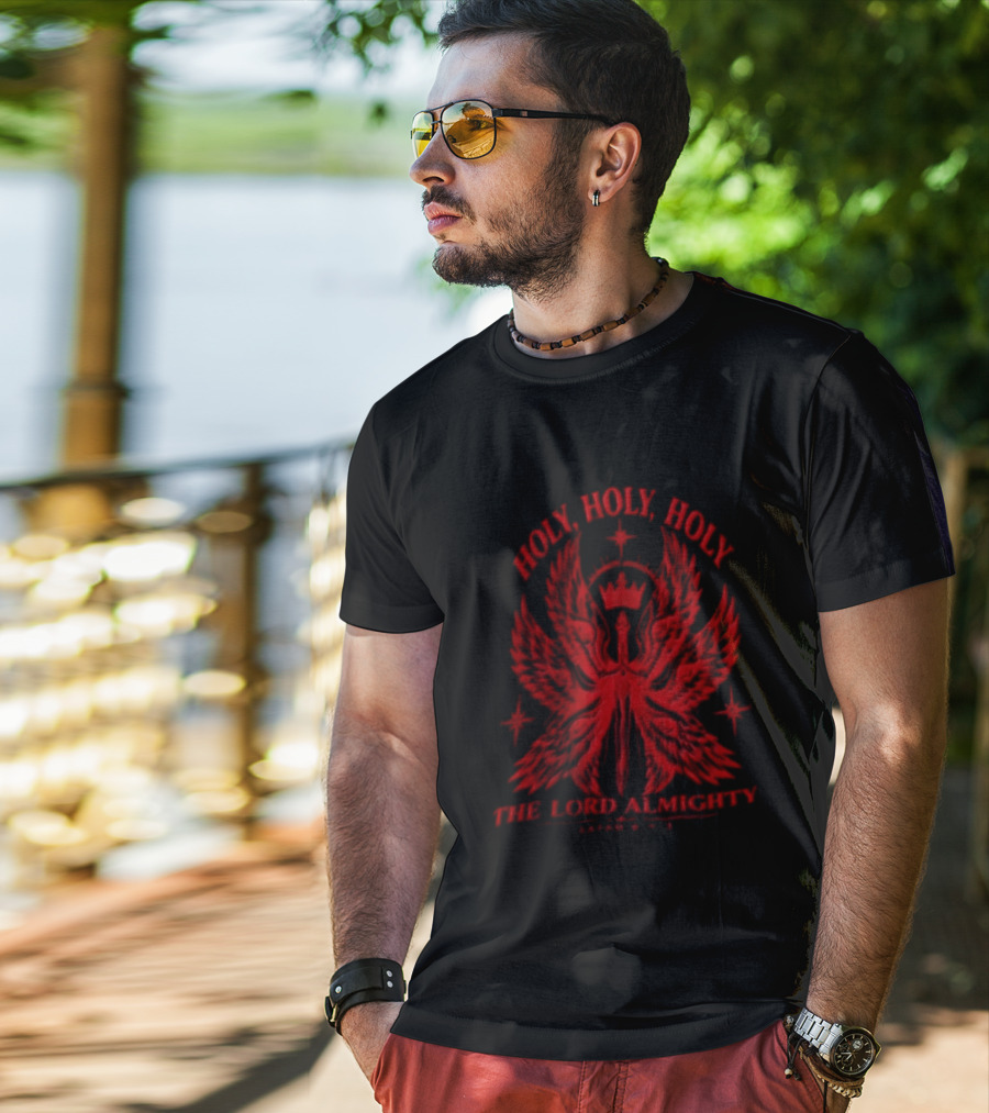 Holy Holy Holy The Lord Almighty Isaiah 6:2 3 Seraphim Angel Wings T-Shirt