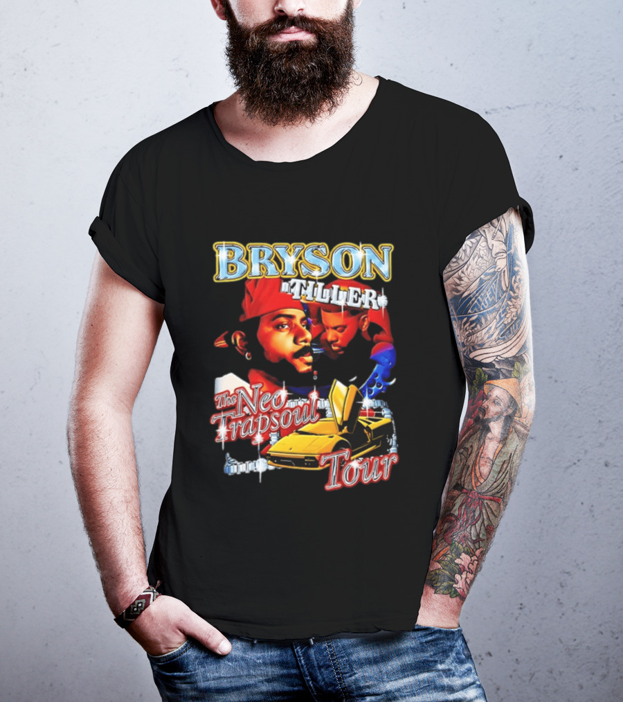 Bryson Tiller The Neo Trapsoul Tour 3D Graffiti Style Art With Yellow Car T-Shirt