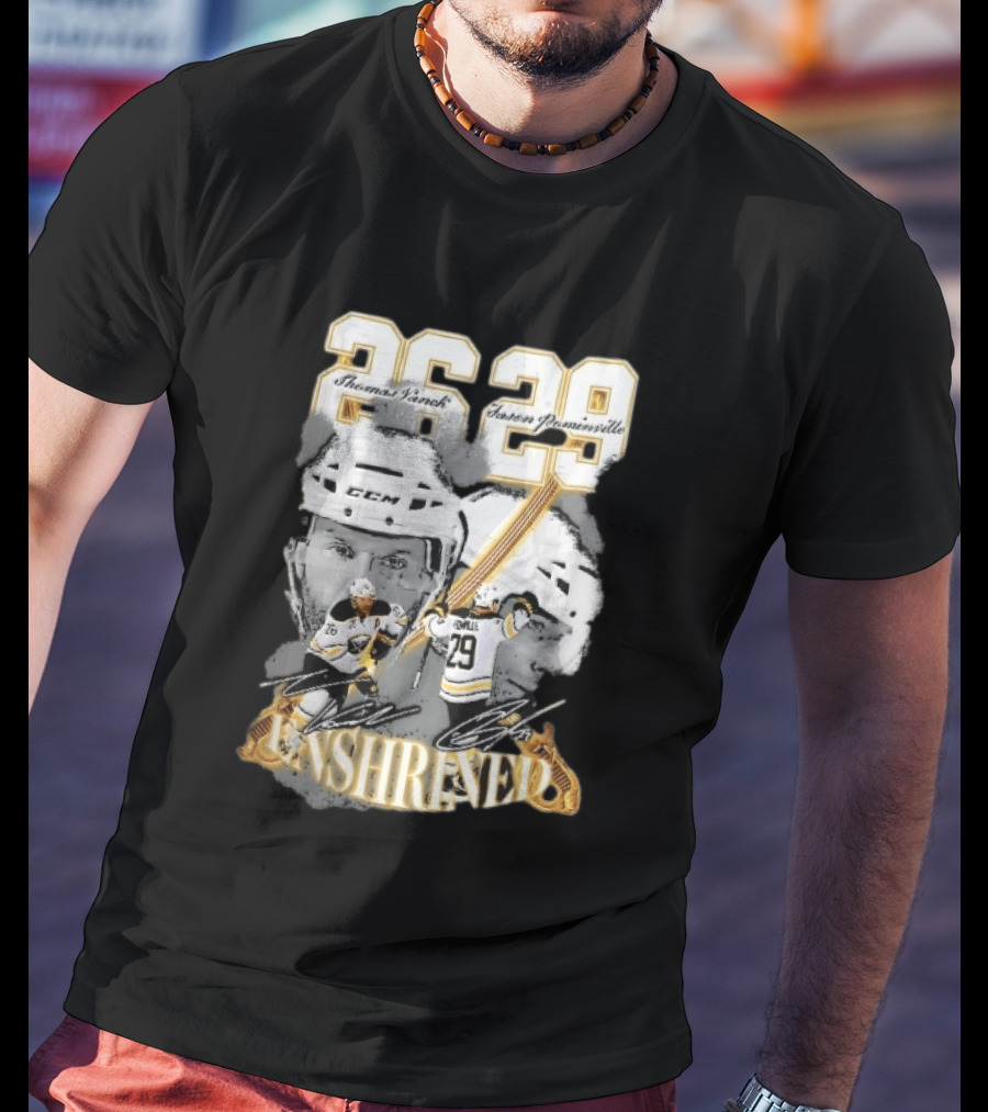 Thomas Vanek Jason Pominville 2026 Player Photos 26 29 Enshrined Buffalo Sabres Crossed Swords T-Shirt