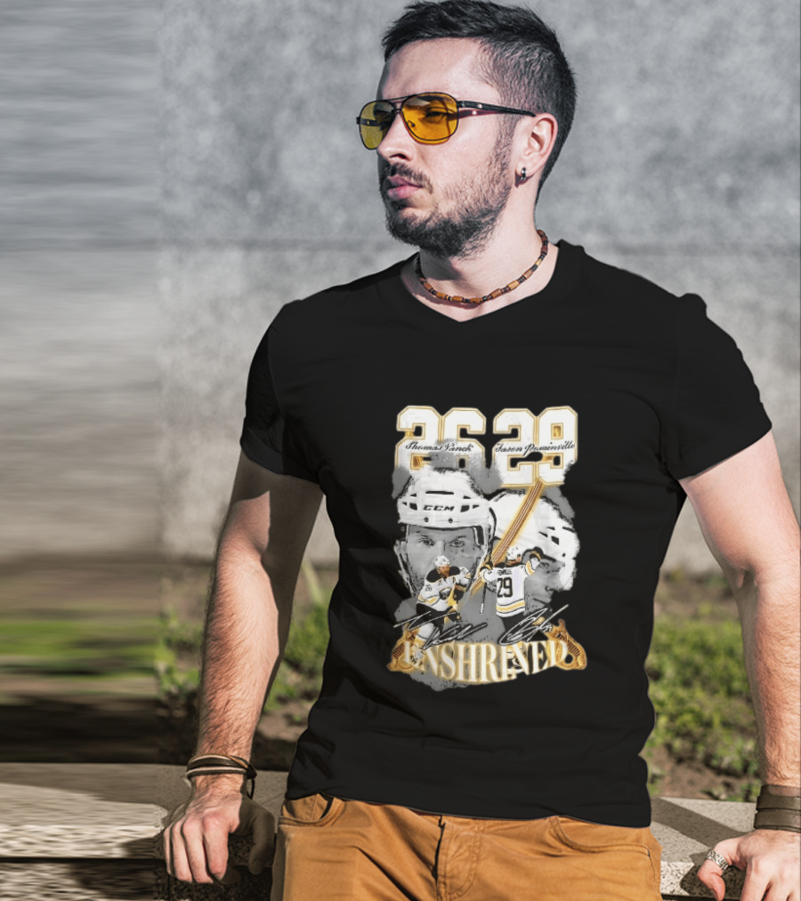 Thomas Vanek Jason Pominville 2026 Player Photos 26 29 Enshrined Buffalo Sabres Crossed Swords T-Shirt