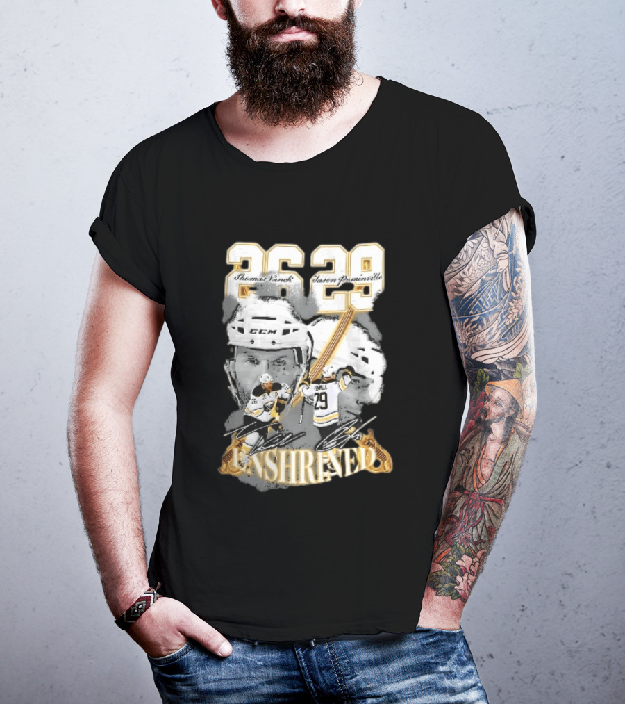 Thomas Vanek Jason Pominville 2026 Player Photos 26 29 Enshrined Buffalo Sabres Crossed Swords T-Shirt