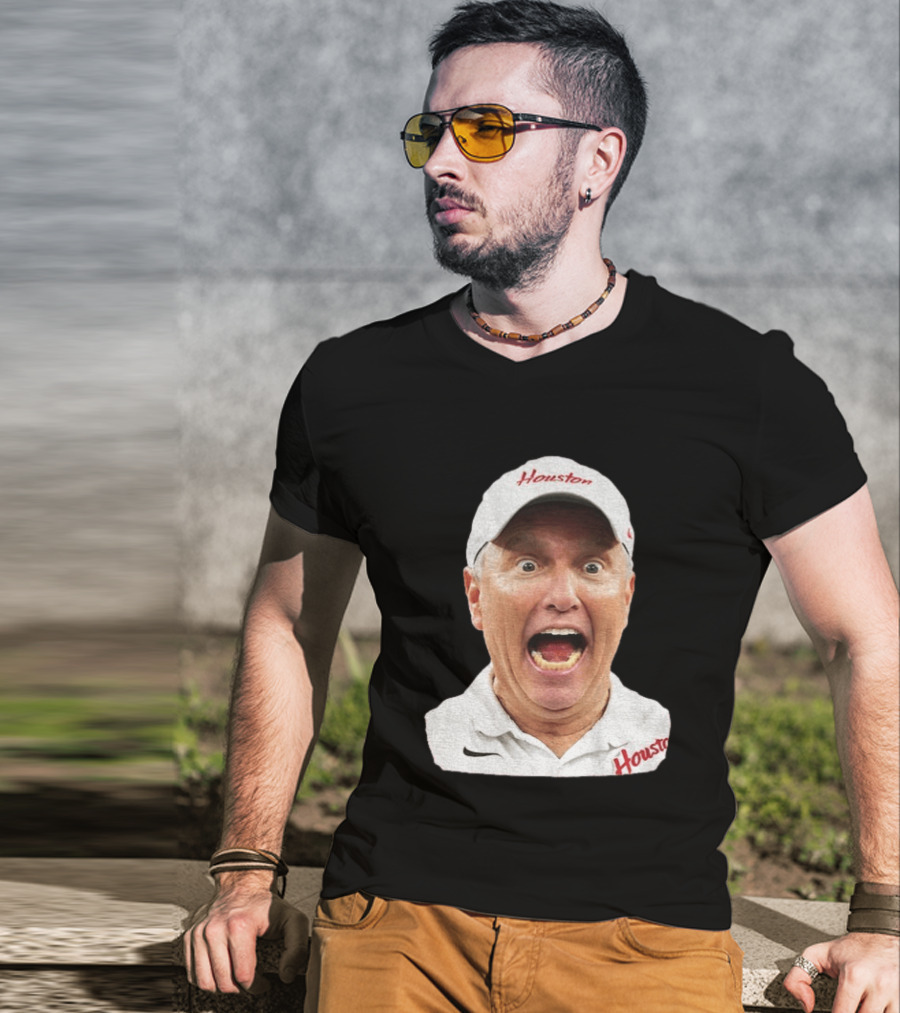 Houston Coach Willie Fritz Screaming UH Cougars T-Shirt