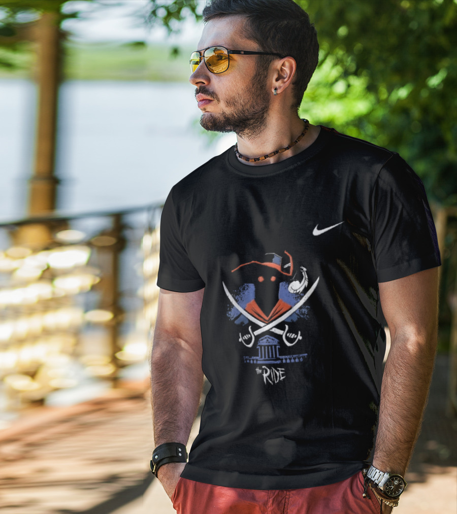 Nike Virginia Cavaliers The Ride Masked Silhouette Crossed Sabres Rotunda Building T-Shirt