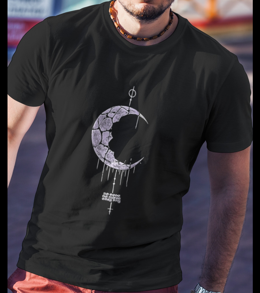 No Gods Rules Only Purple Cracked Crescent Moon T-Shirt
