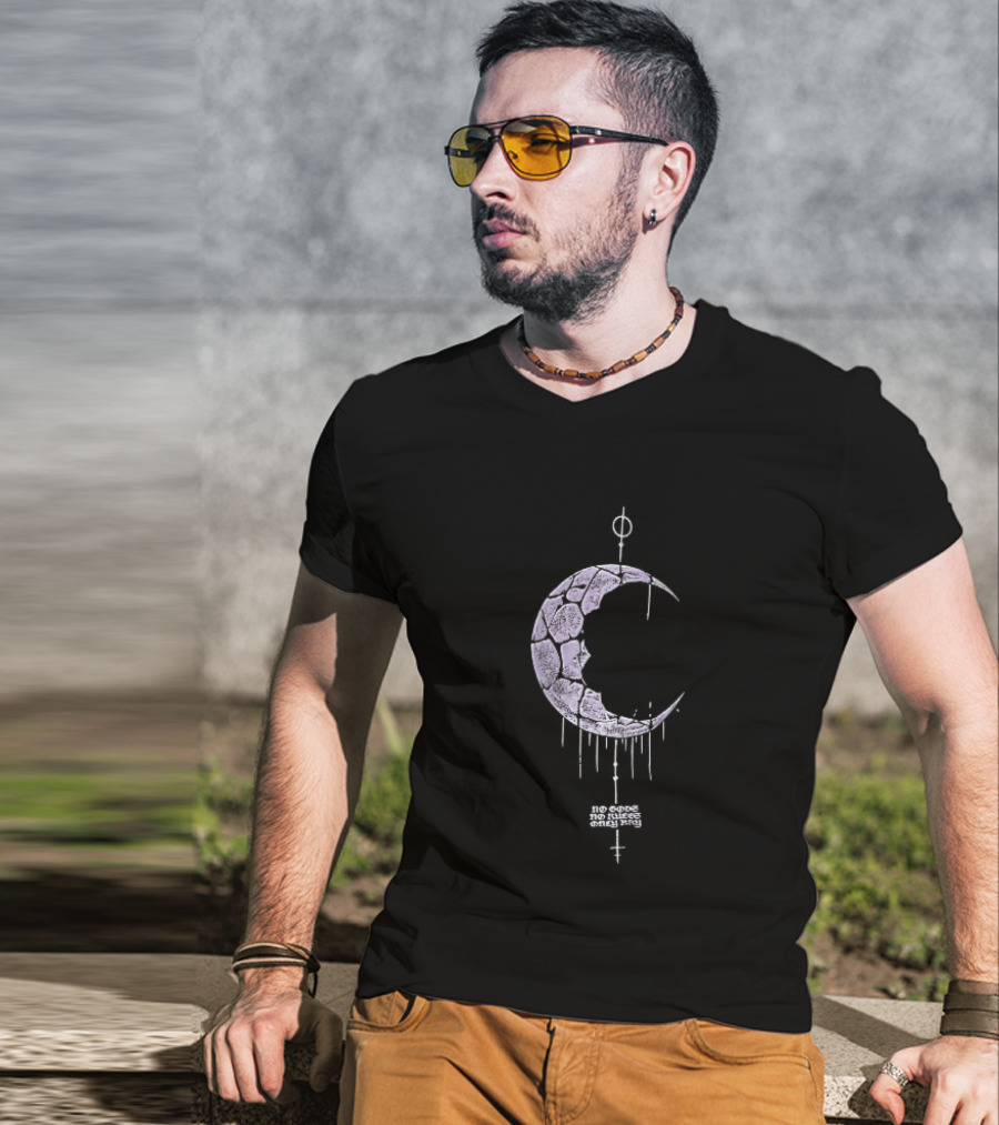 No Gods Rules Only Purple Cracked Crescent Moon T-Shirt