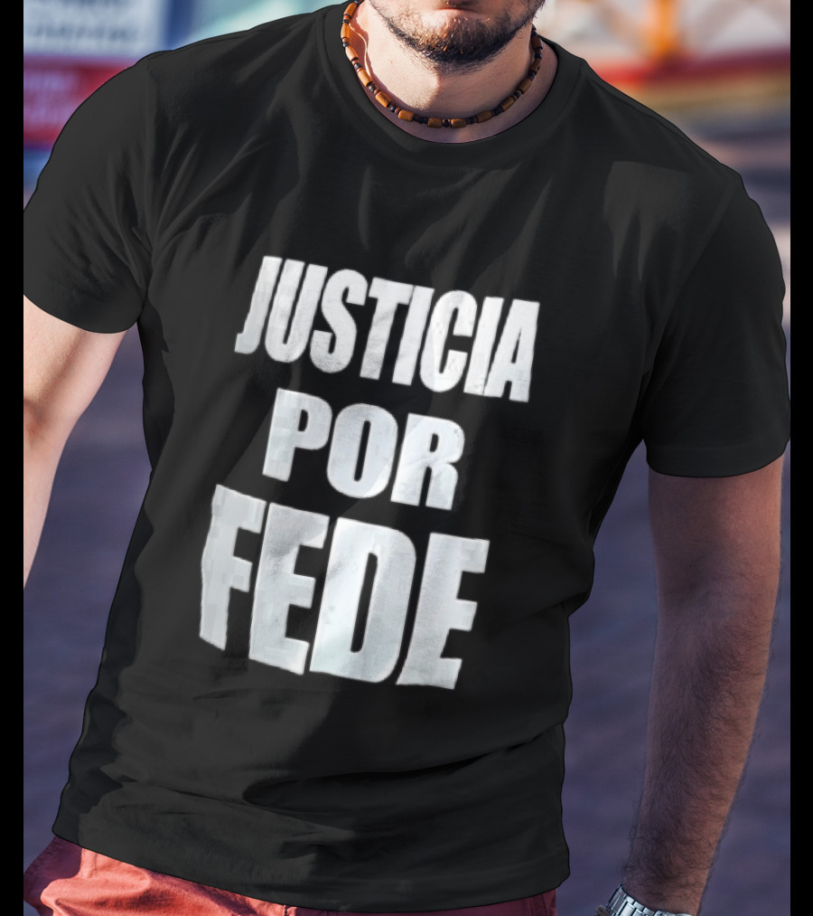 Justicia Por Fede White Block Lettering Marble T-Shirt