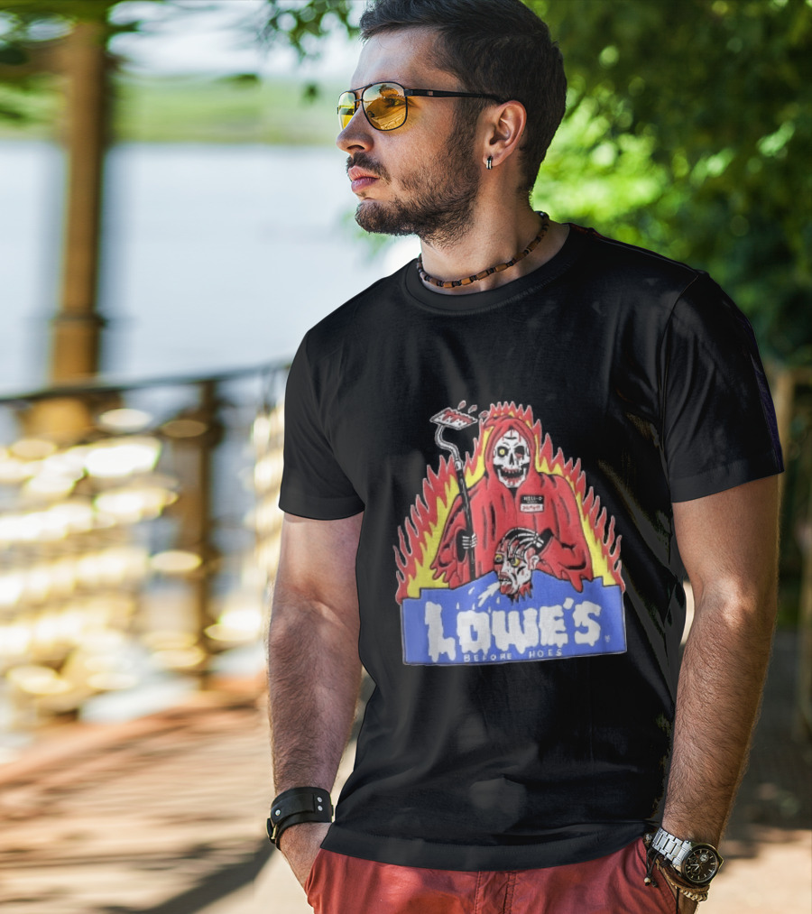 Lowes Before Hoes Hell O Death Grim Reaper Severed Head Paint Roller Cartoon T-Shirt