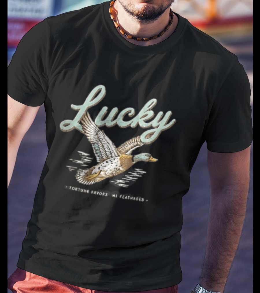 Lucky Fortune Favors The Feathered Flying Mallard Duck T-Shirt