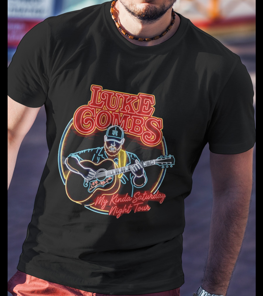 Luke Combs My Kinda Saturday Night Tour 2026 Guitarist Neon T-Shirt