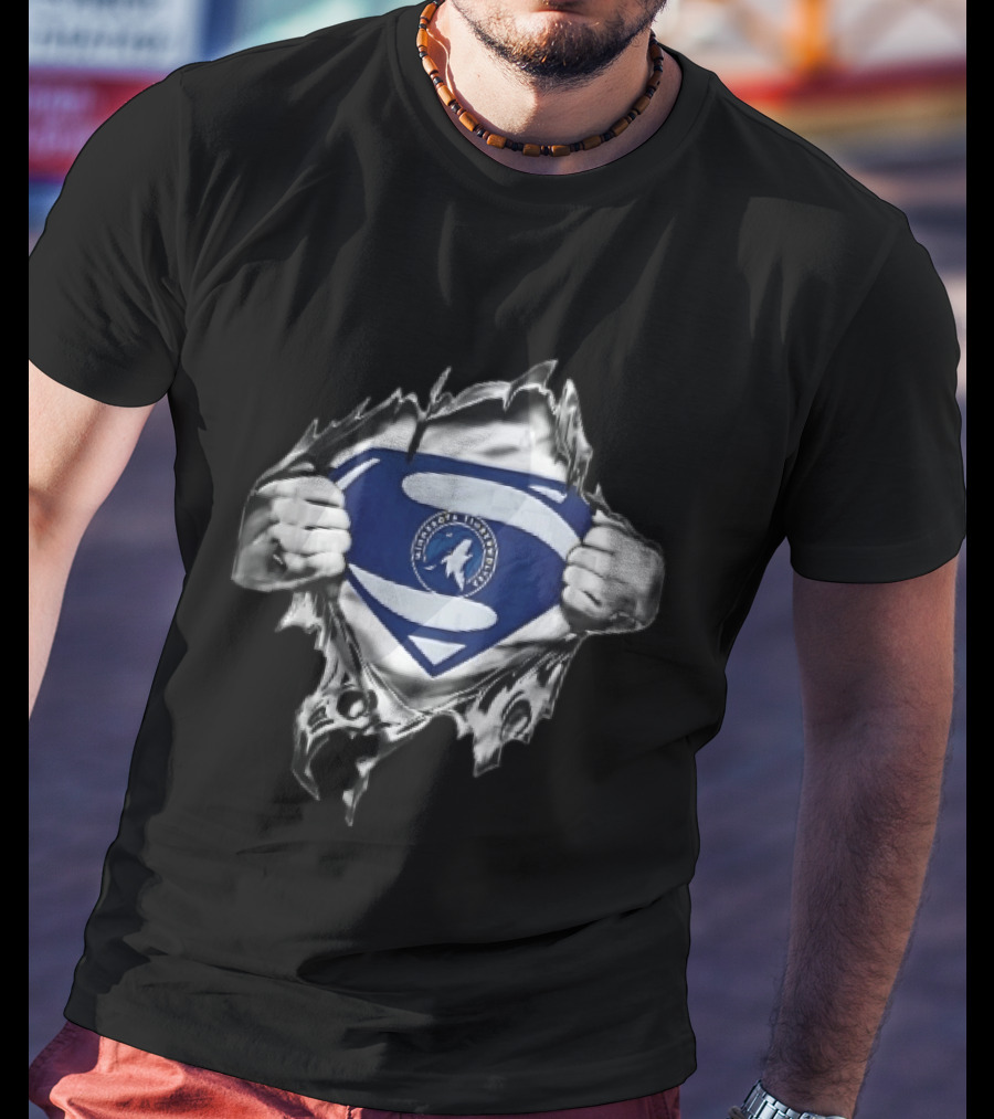 Minnesota Timberwolves Superman Emblem Ripped Chest NBA Fan T-Shirt