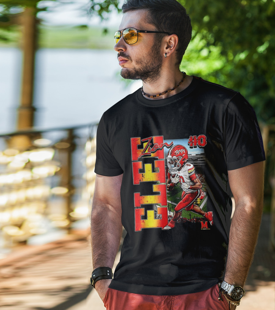 Zion #0 Maryland Terrapins NCAA Football Player Caricature T-Shirt