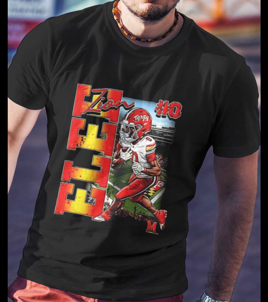 Zion #0 Maryland Terrapins NCAA Football Player Caricature T-Shirt