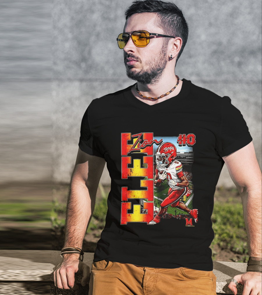 Zion #0 Maryland Terrapins NCAA Football Player Caricature T-Shirt