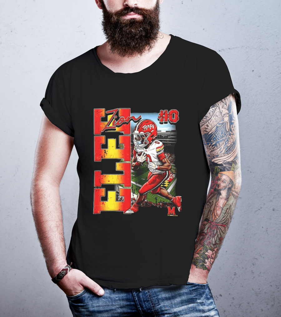 Zion #0 Maryland Terrapins NCAA Football Player Caricature T-Shirt