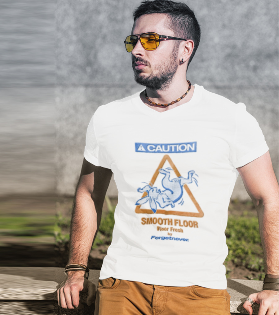 Caution Smooth Floor Forgetnever Rabbit Falling T-Shirt