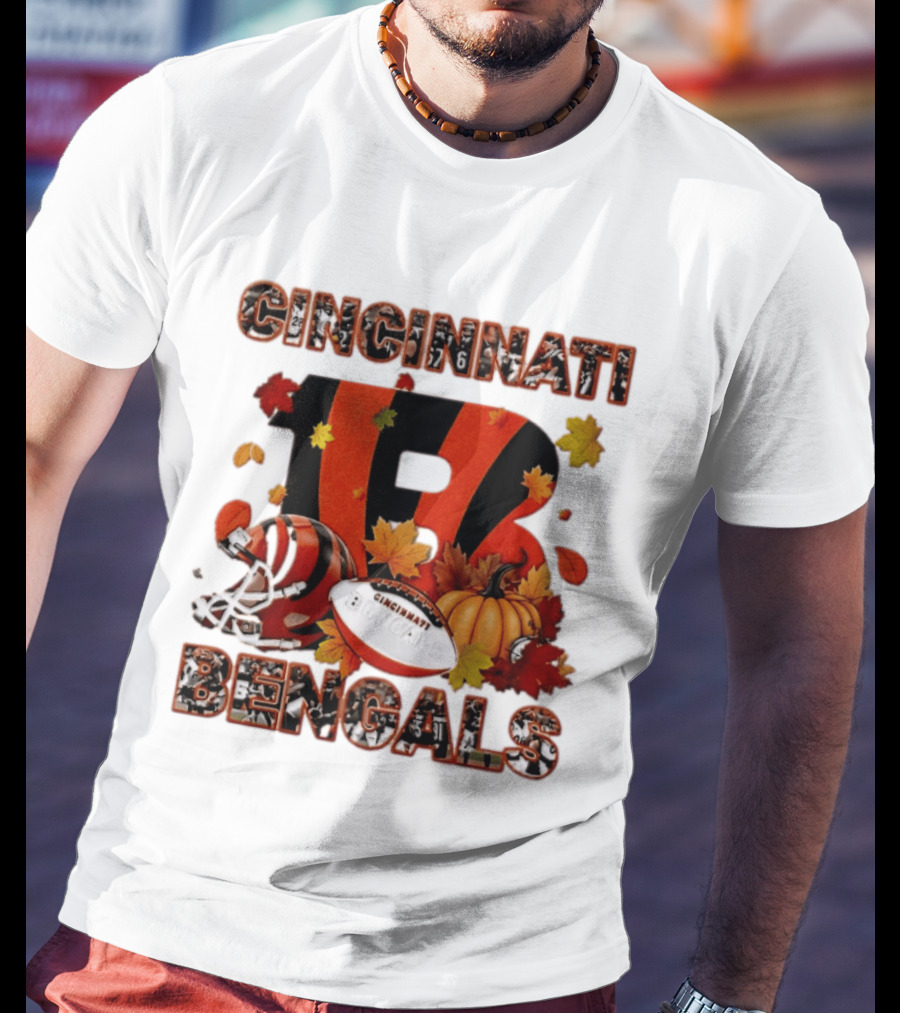 Cincinnati Bengals Autumn Fall Pumpkin Football 2026 Halloween T-Shirt