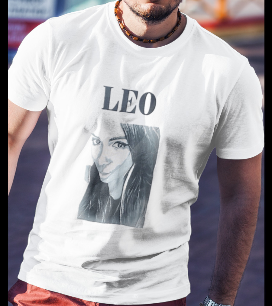 Leo Woman Long Hair Monochromatic Selfie Close Up T-Shirt