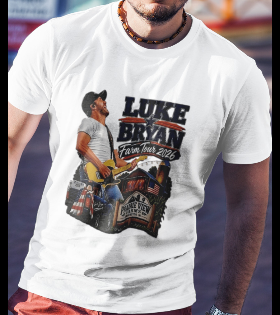 Luke Bryan Farm Tour 2026 Prairie View Farms Brookston IN Pickup Truck Barn Scene T-Shirt