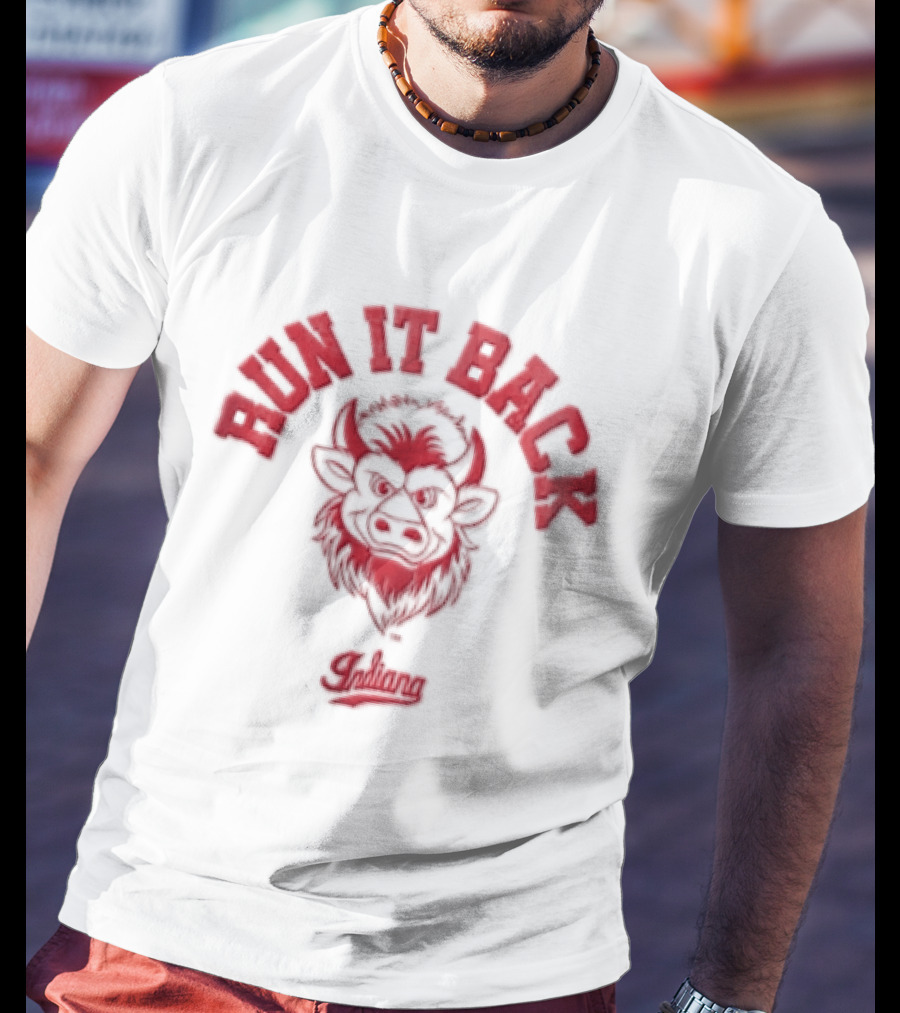 Run It Back Indiana Football Bold Red Bull T-Shirt