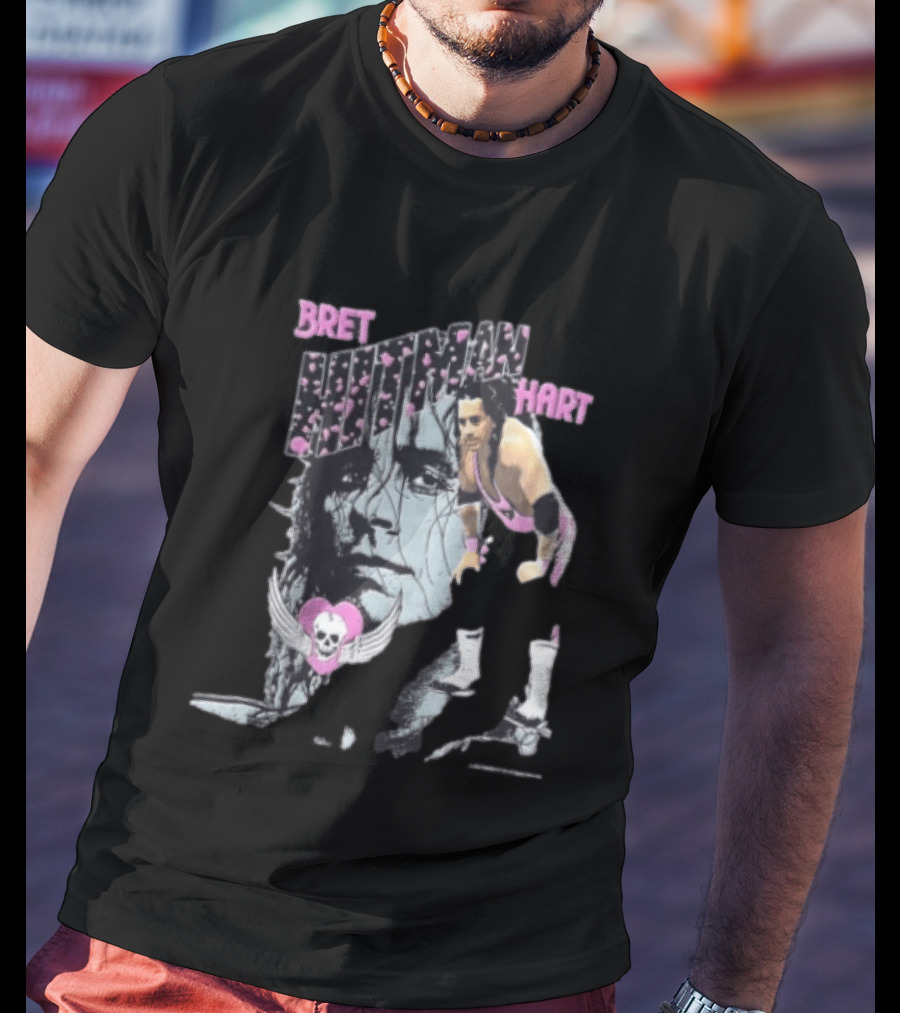 Bret Hart Hitman WWE Wrestling Skull Wings Boots T-Shirt