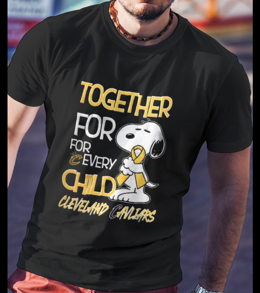 Cleveland Cavaliers Together For Every Child Cartoon Dog Yellow Ribbon T-Shirt