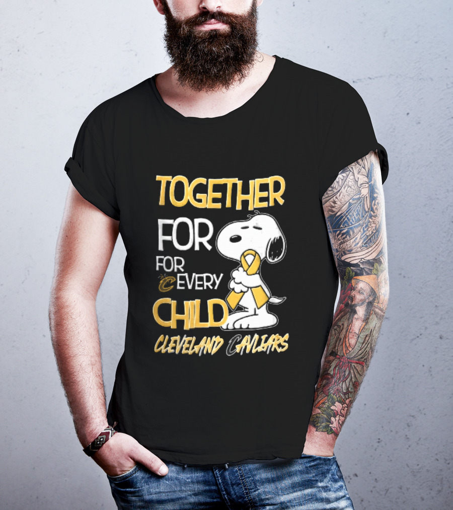 Cleveland Cavaliers Together For Every Child Cartoon Dog Yellow Ribbon T-Shirt