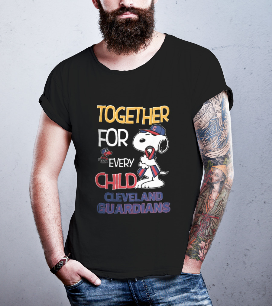 Cleveland Guardians Together For Every Child Snoopy Awareness Ribbon MLB T-Shirt