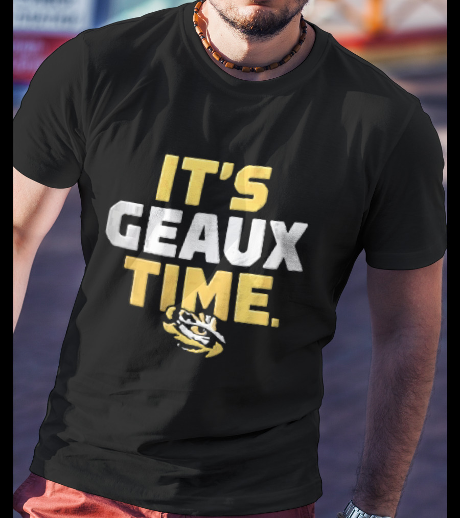 LSU Tigers It's Geaux Time Yellow White Block Eye T-Shirt
