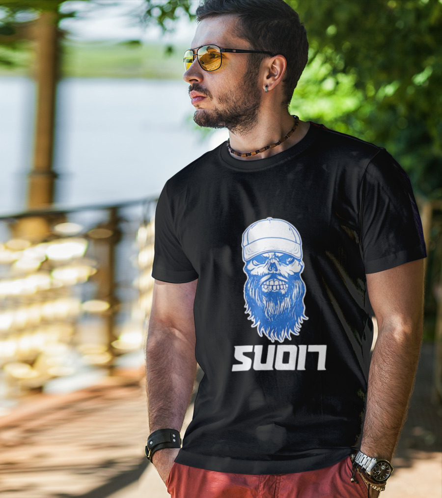Luke Combs Skull Cap Beard Detroit Lions SUD17 T-Shirt