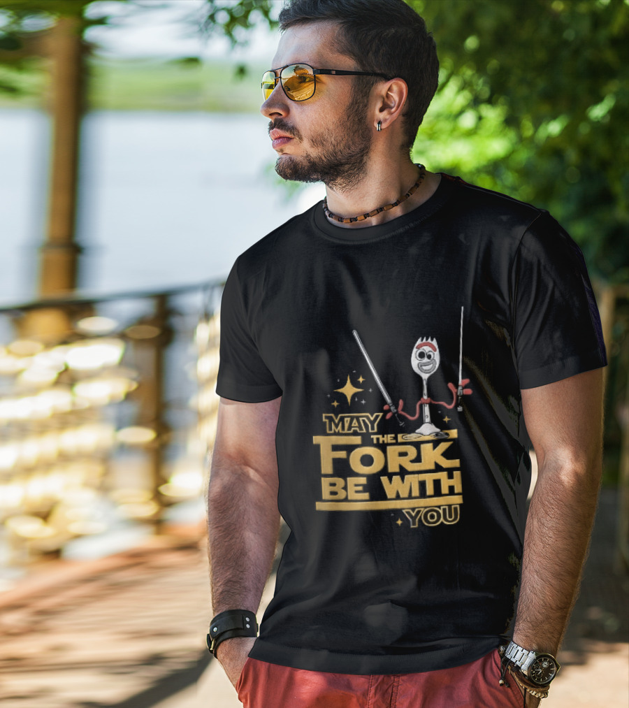 May The Fork Be With You Spork Wielding Lightsabers T-Shirt