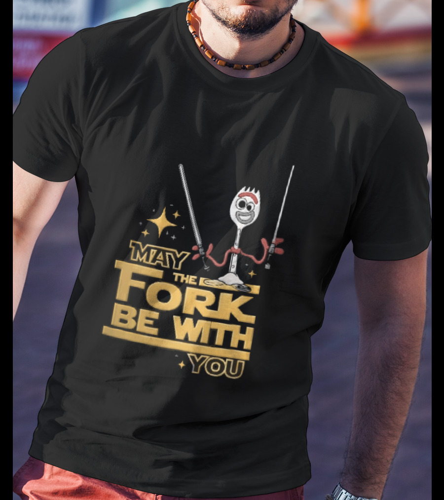 May The Fork Be With You Spork Wielding Lightsabers T-Shirt
