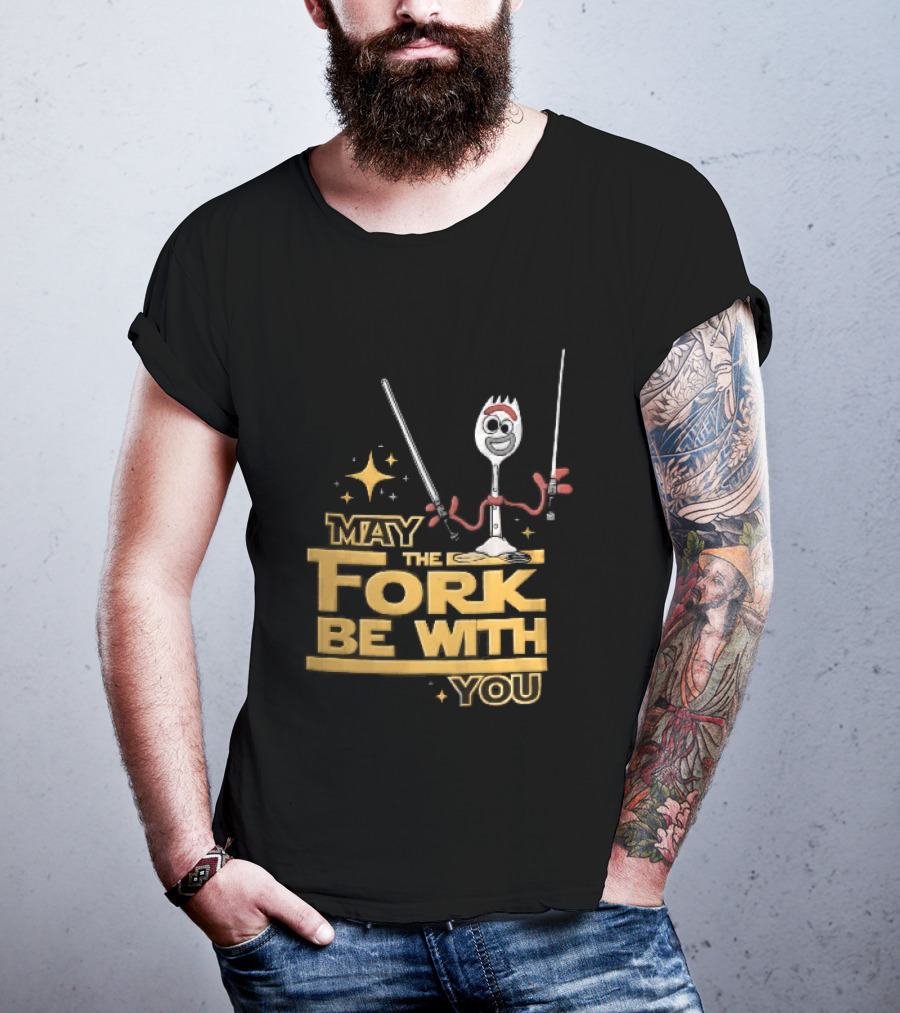 May The Fork Be With You Spork Wielding Lightsabers T-Shirt