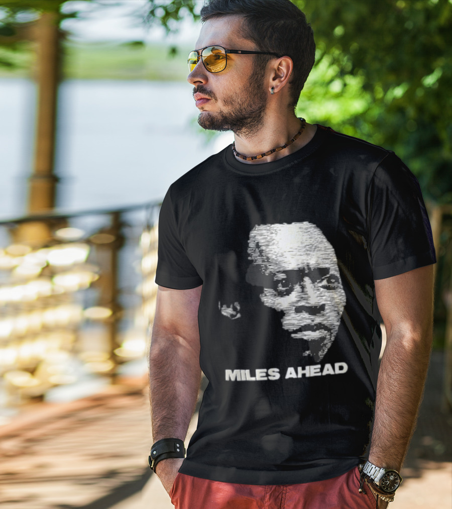 Miles Ahead Face Close Up Horizontal Lines T-Shirt