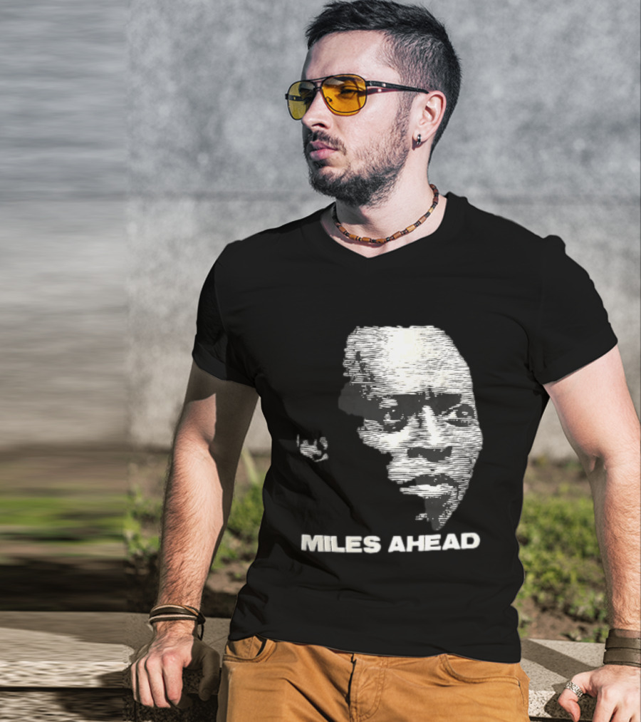 Miles Ahead Face Close Up Horizontal Lines T-Shirt