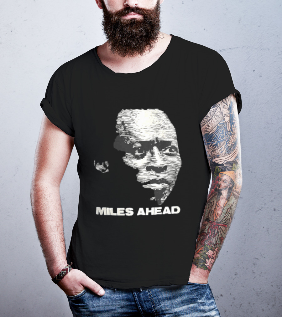 Miles Ahead Face Close Up Horizontal Lines T-Shirt