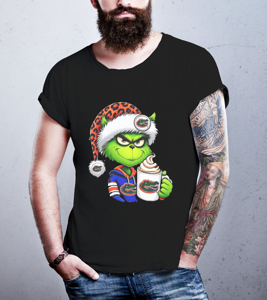 Holiday 2026 Grinch In Florida Gators With Festive And Santa Hat T-Shirt