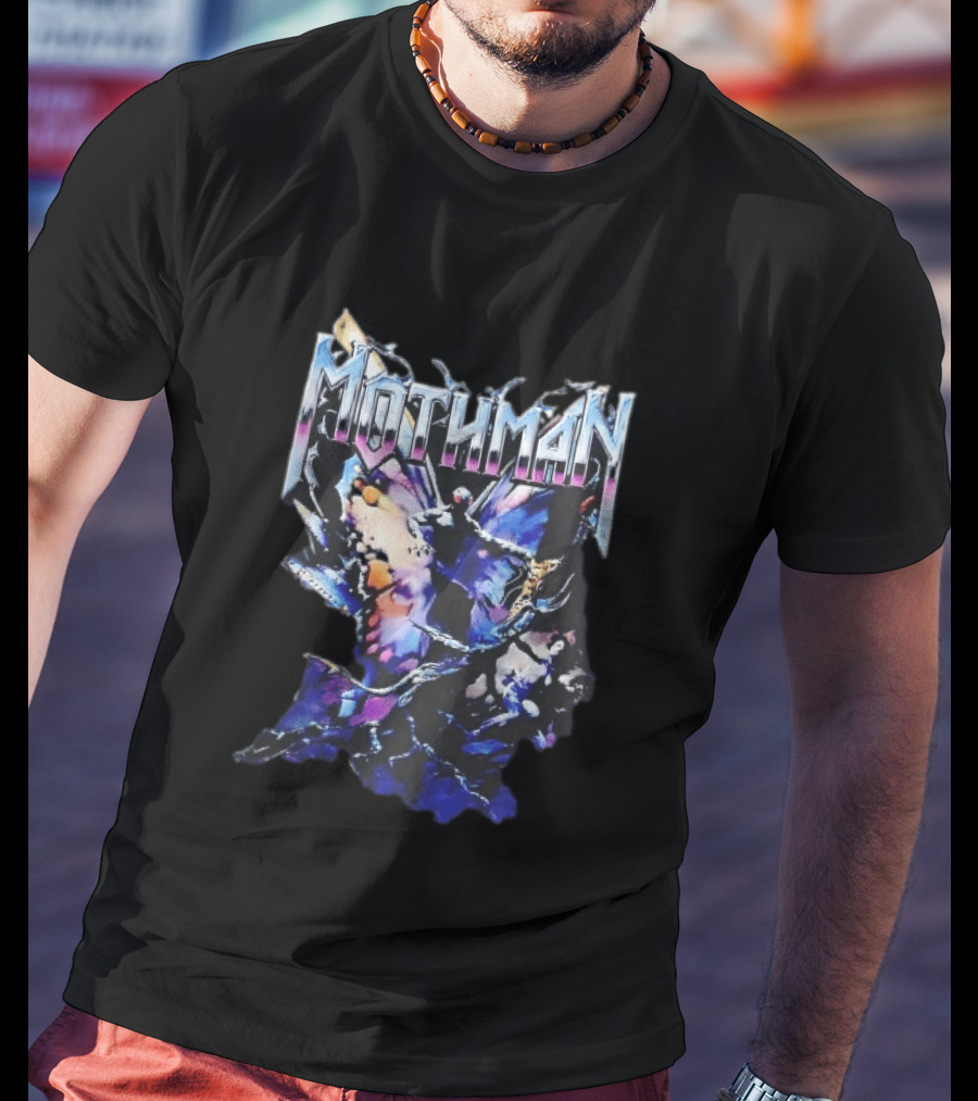 Mothman Glowing Red Eyes Giant Wings Heavy Metal UFO T-Shirt