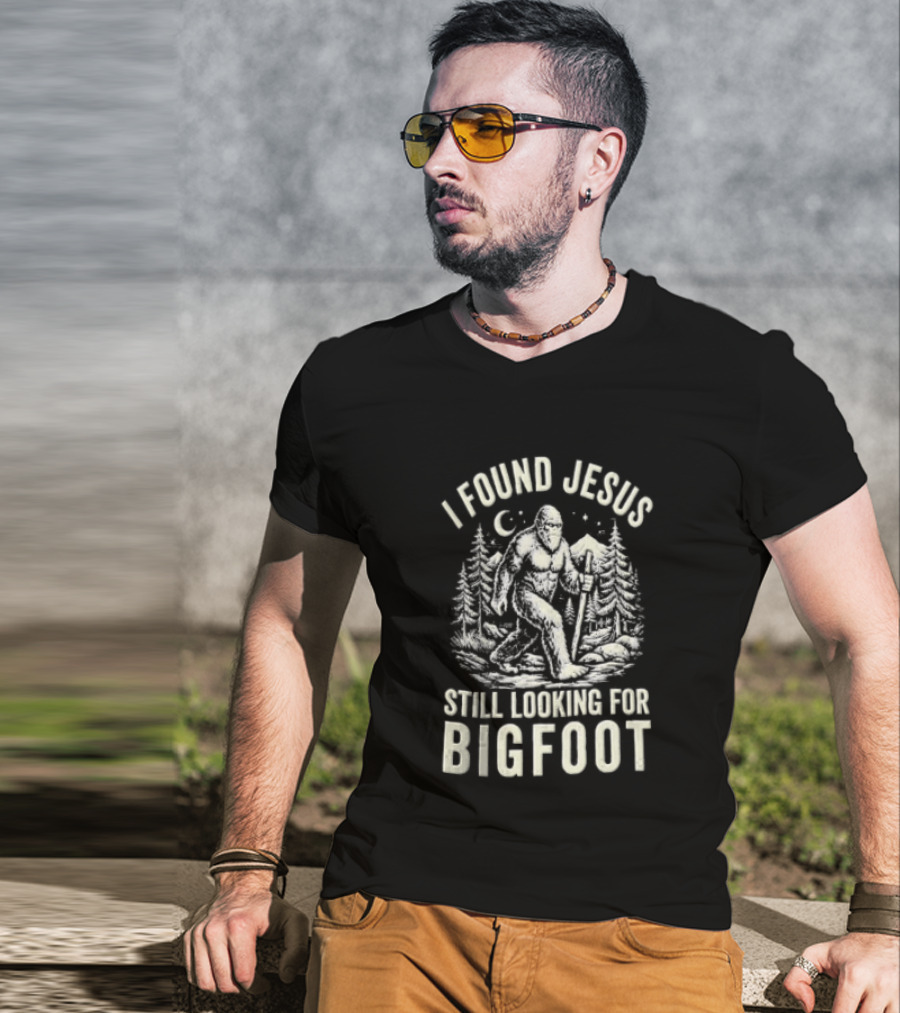 I Found Jesus Bigfoot Search Funny Meme T-Shirt