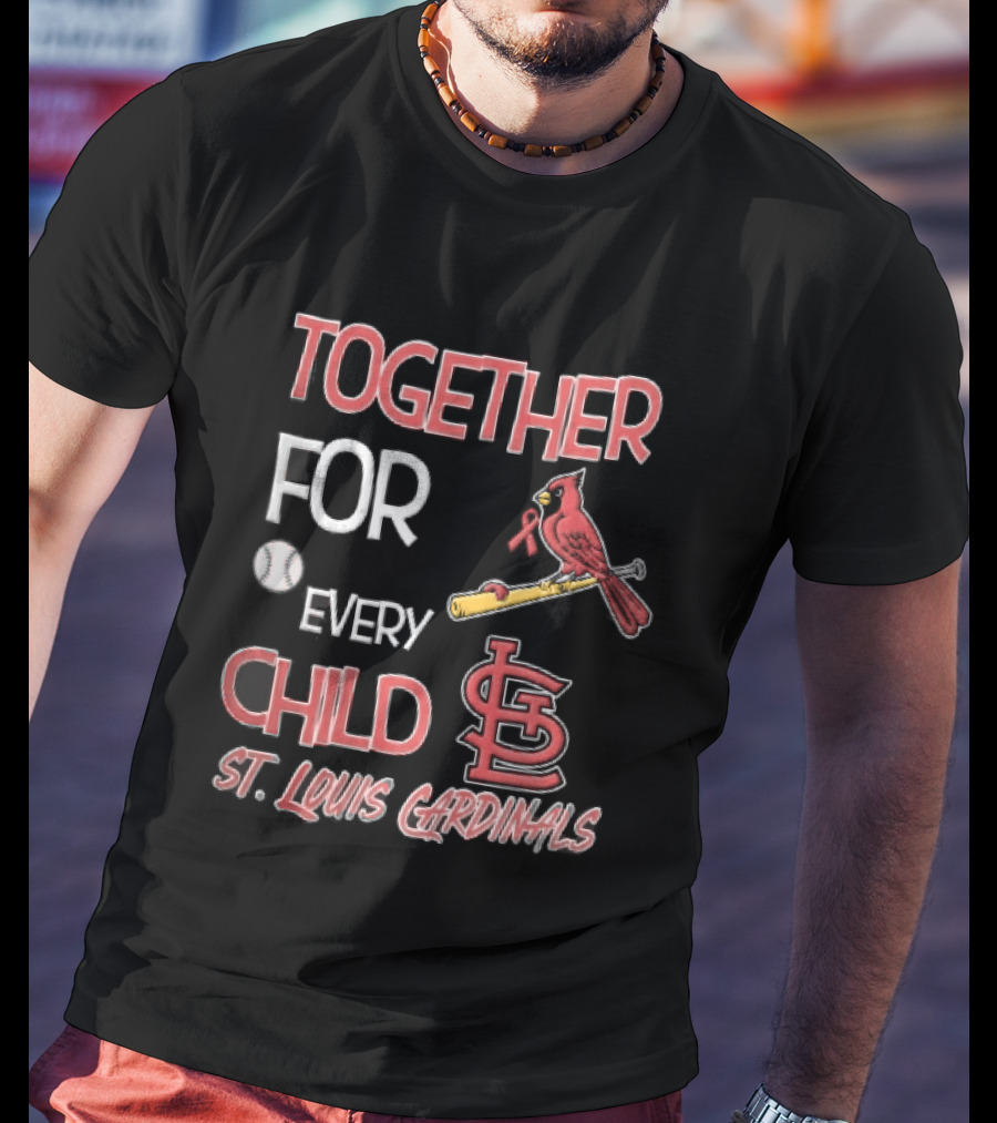 St. Louis Cardinals Together For Every Child Bird On Bat Baseball T-Shirt