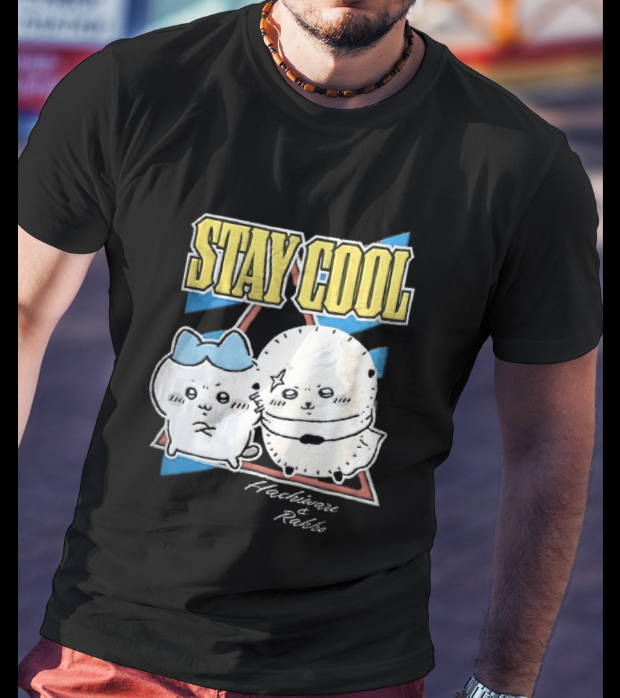 Stay Cool Hachiware And Rakko Distressed Cartoon Anime Characters T-Shirt