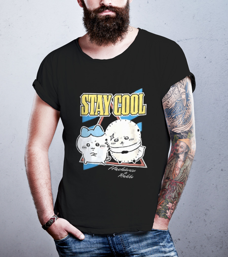 Stay Cool Hachiware And Rakko Distressed Cartoon Anime Characters T-Shirt