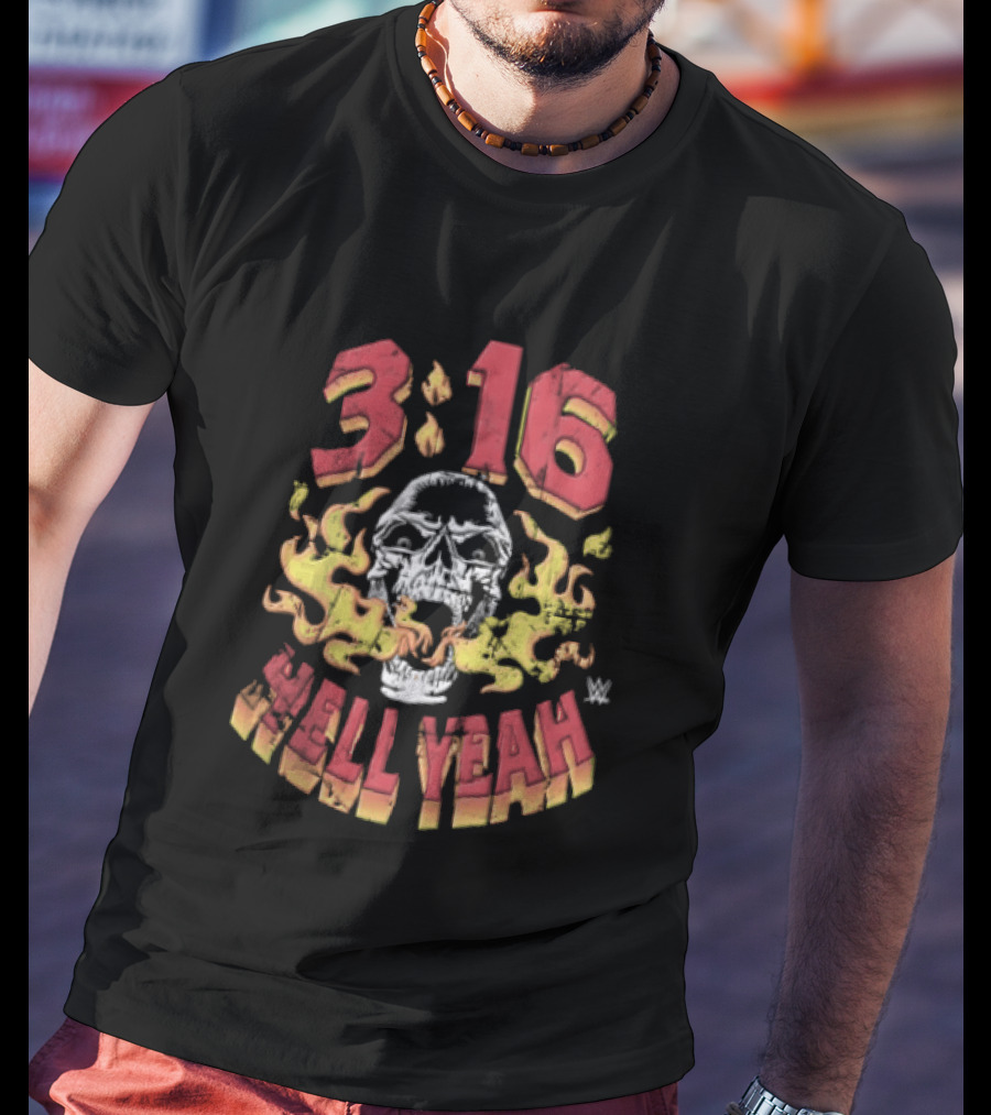Steve Austin Stone Cold 3 16 Skull Flaming Hell Yeah WWE T-Shirt