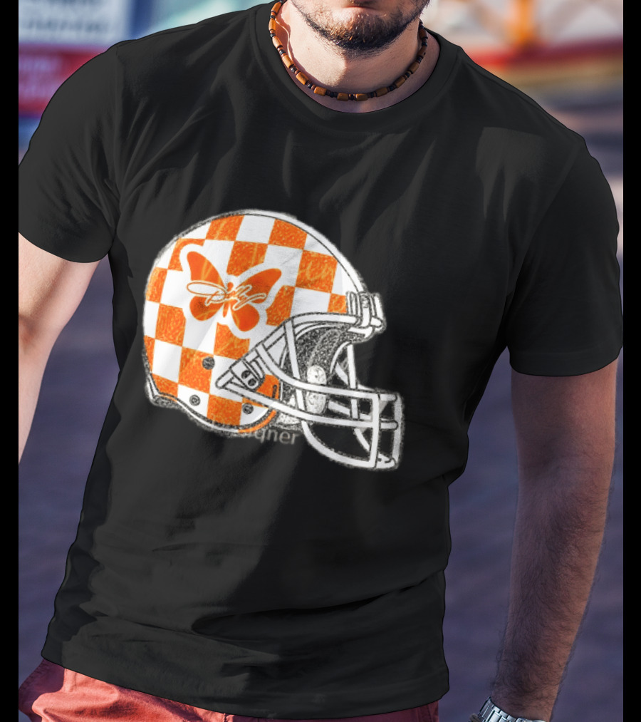 Tennessee Vols Football Helmet Checkerboard Butterfly Dolly Parton Version T-Shirt