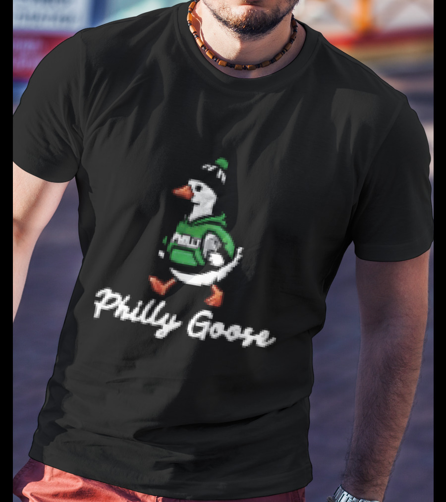 Philly Goose Cartoon In Green Football Hat T-Shirt