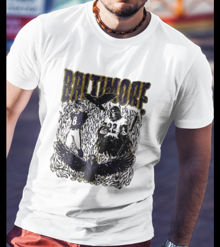 Baltimore Ravens Skeleton Grim Reaper Scythe Purple Flames Football Players Ravens T-Shirt